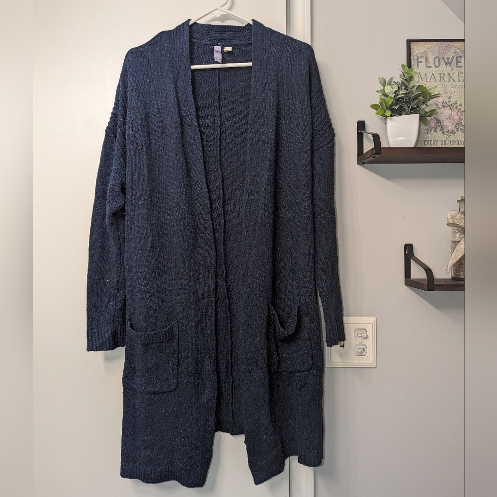 Confetti Speckled Long Blue Cardigan